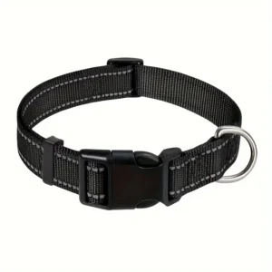 Stylish and Adjustable Black Dog Collar