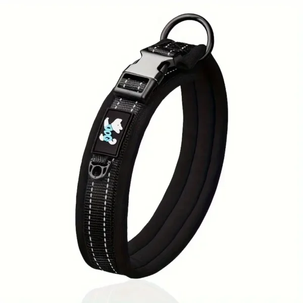 Black Reflective Dog Collar Dog Logo