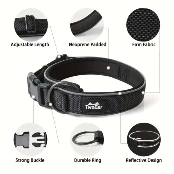 Black Padded Dog Collar - Image 2